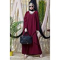 Asymmetrical abaya with overlapped panel- Maroon